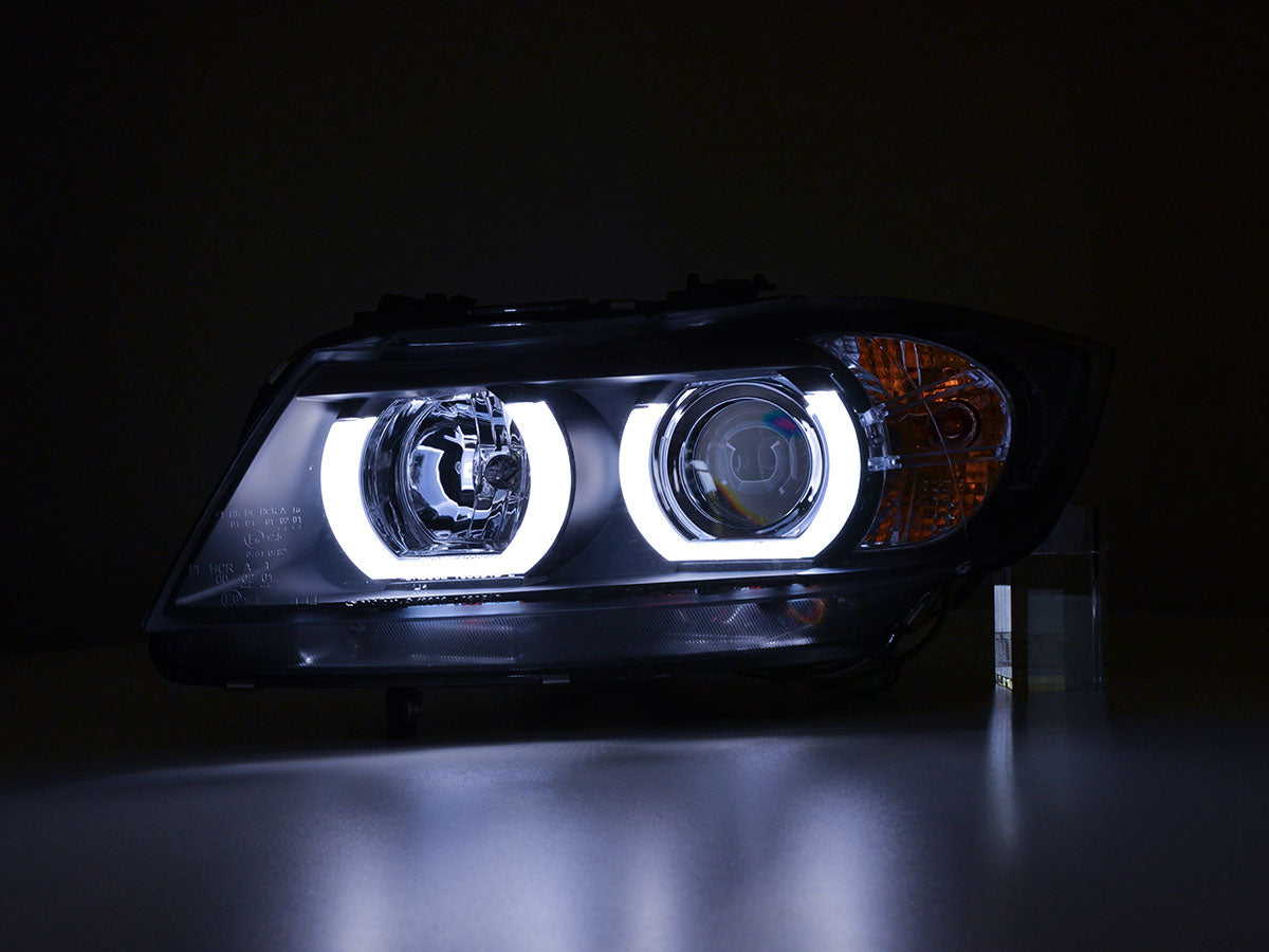 Scheinwerfer Set Xenon Daylight LED TFL-Optik BMW 3er E90/E91 05-08 schwarz Scheinwerfer Set Xenon Daylight LED TFL-Optik BMW 3er E90/E91 05-08 schwarz